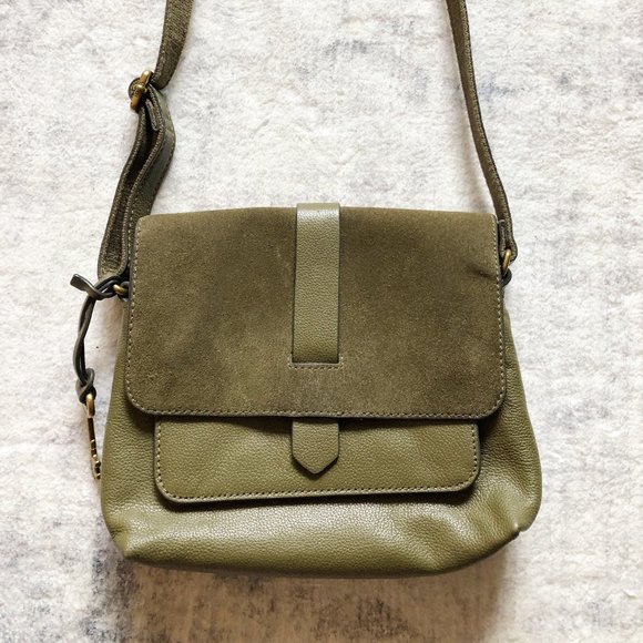 Fossil Handbags - FOSSIL Kinley Green Crossbody Leather Bag